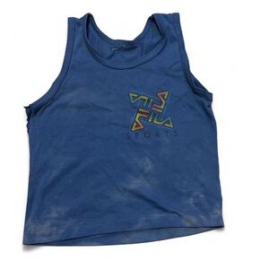 Vintage Fila Sports Tank Top Youth S Blue Distressed 90s Y2K Grunge Tee